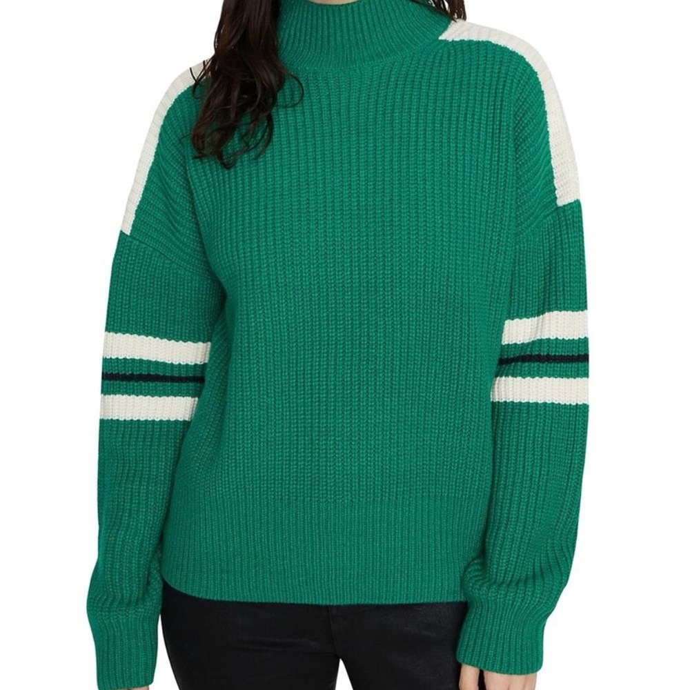 Sanctuary Green and Cream Turtleneck Sweater